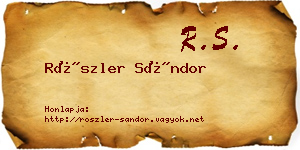 Röszler Sándor névjegykártya
